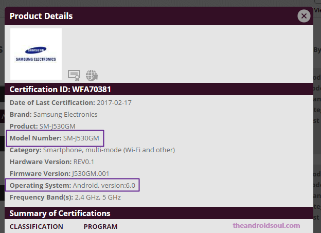 Samsung Galaxy J5 2017 makes it to WiFi Alliance, should release soon