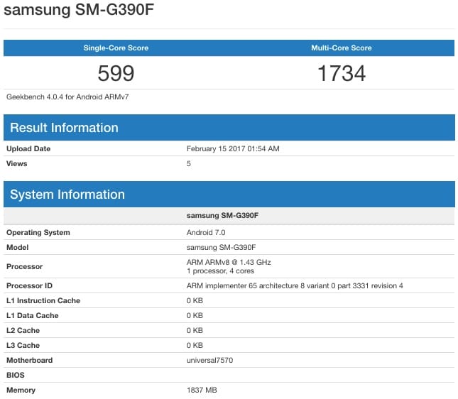 Samsung Galaxy XCover 4 specs revealed via Geekbench