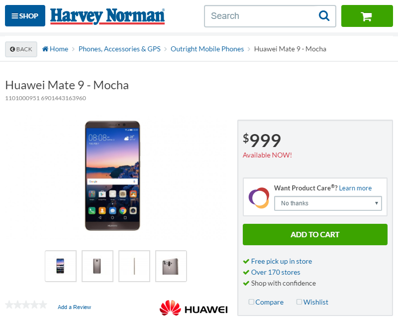 Huawei Mate 9 price set at AUD999 in Australia, now available for purchase