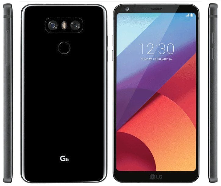 Shiny black LG G6 press render surfaces online