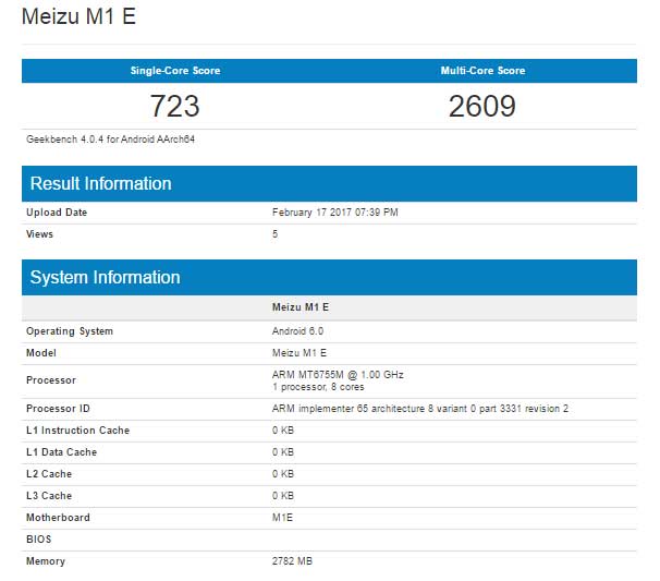 Marshmallow based Meizu M1E appears on Geekbench and GFXBench