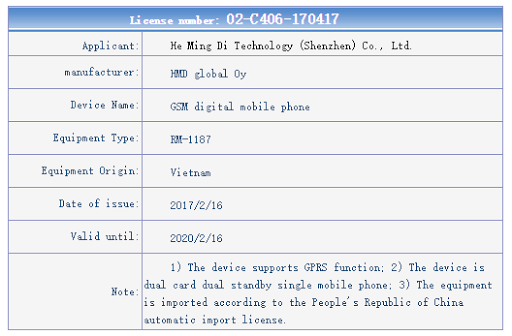 Nokia feature phone RM-1172 certified at TENAA