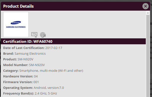 Verizon and Sprint Galaxy Note 5 certified for Android 7.0 update too at Wi-Fi Alliance