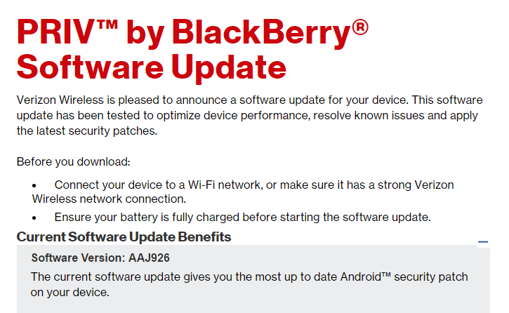 Verizon rolls out March security patch for Blackberry PRIV