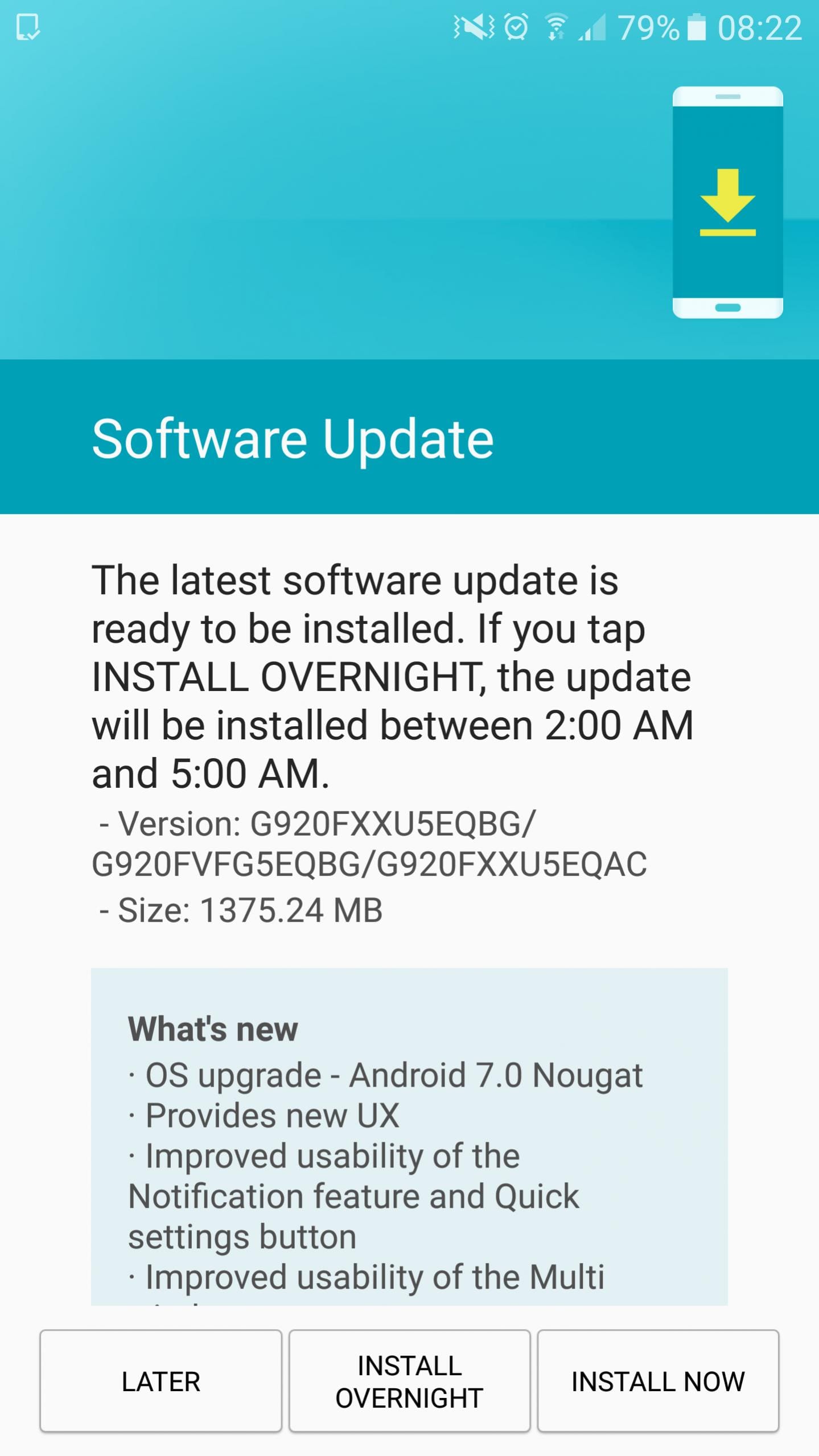 Samsung Galaxy S6 and S6 Edge Nougat update rolling out, build G920FXXU5EQBG and G925FXXU5EQBG