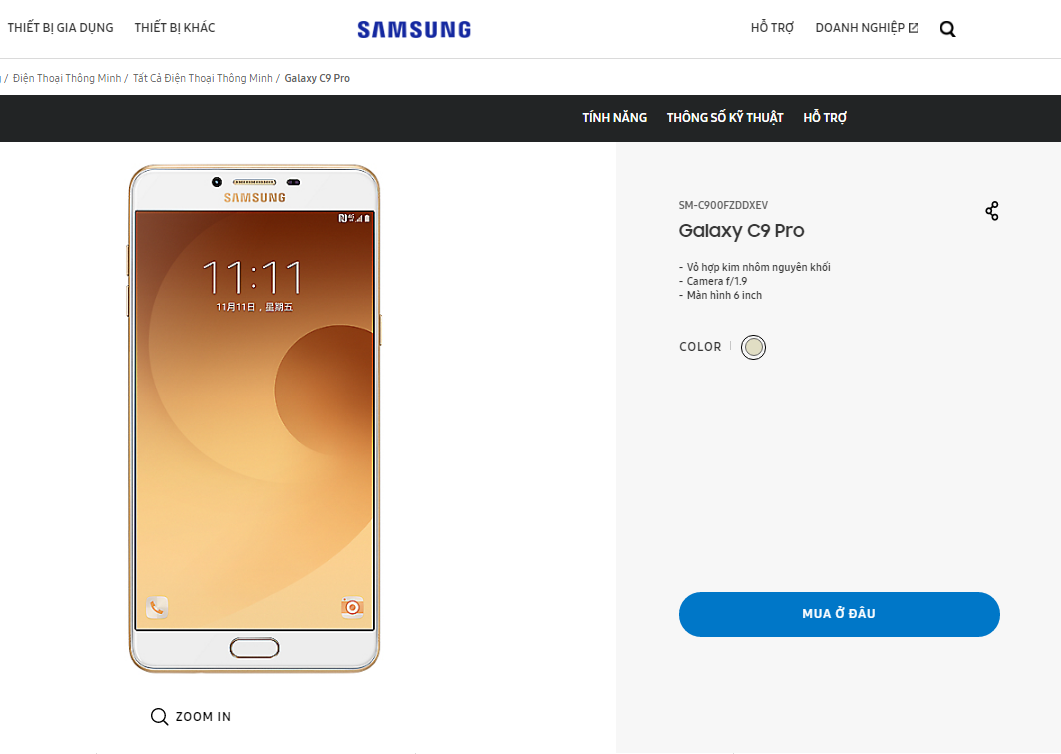 Galaxy C9 Pro releases in Vietnam