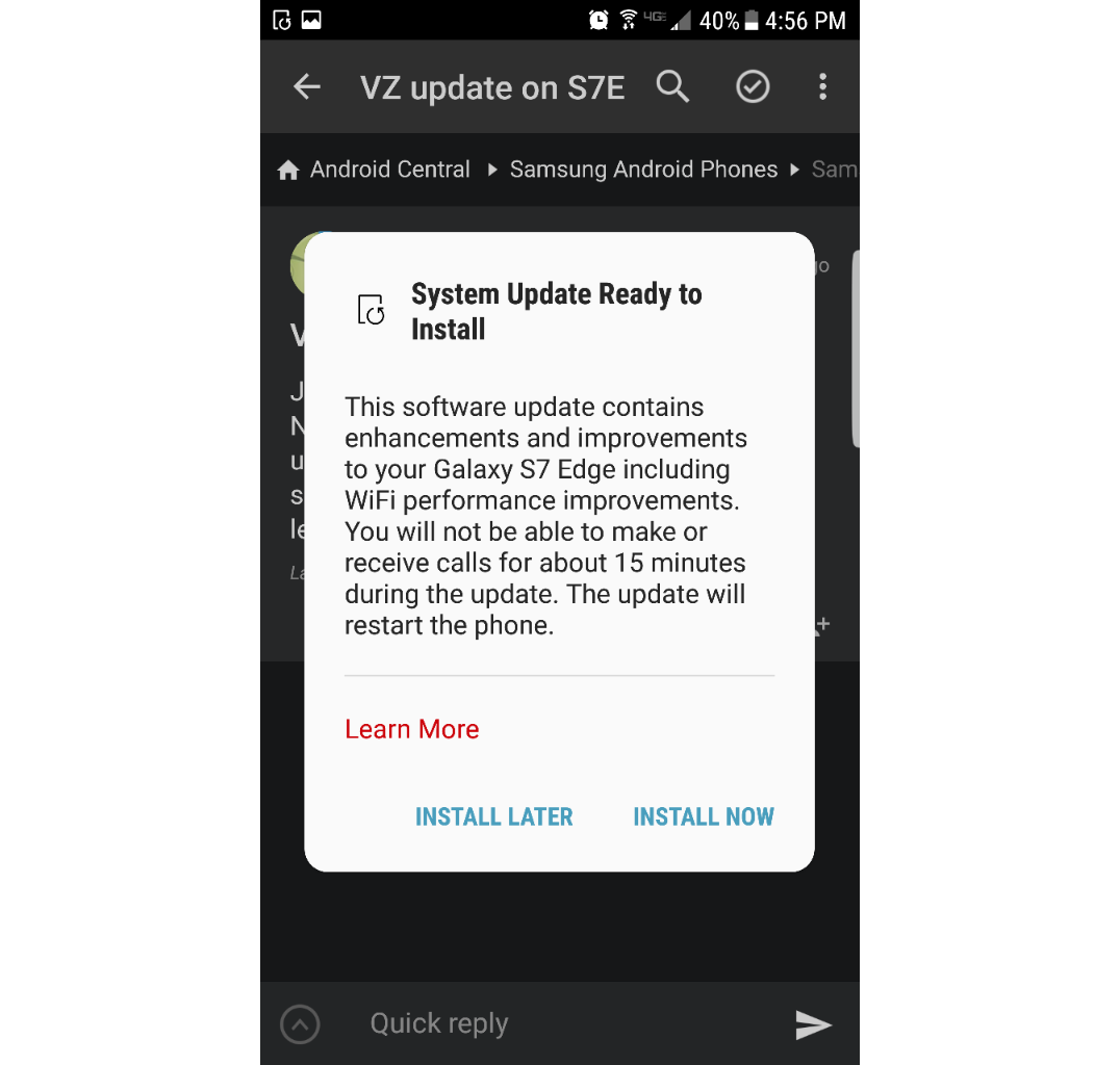 Verizon Galaxy S7 Edge OTA update rolling out with WiFi performance improvements, build G935VVRU4BQA4