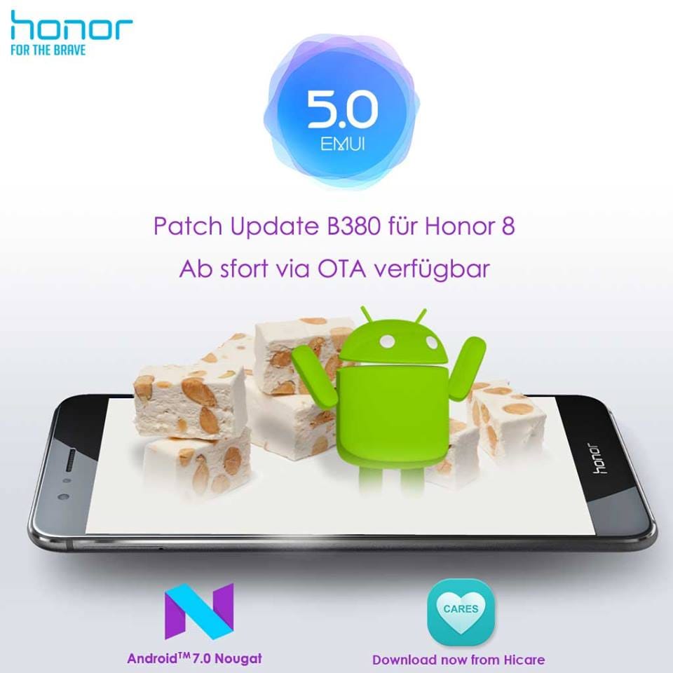 Huawei Honor 8 OTA update (B380) rolling out in Germany with February security patch and performance improvements