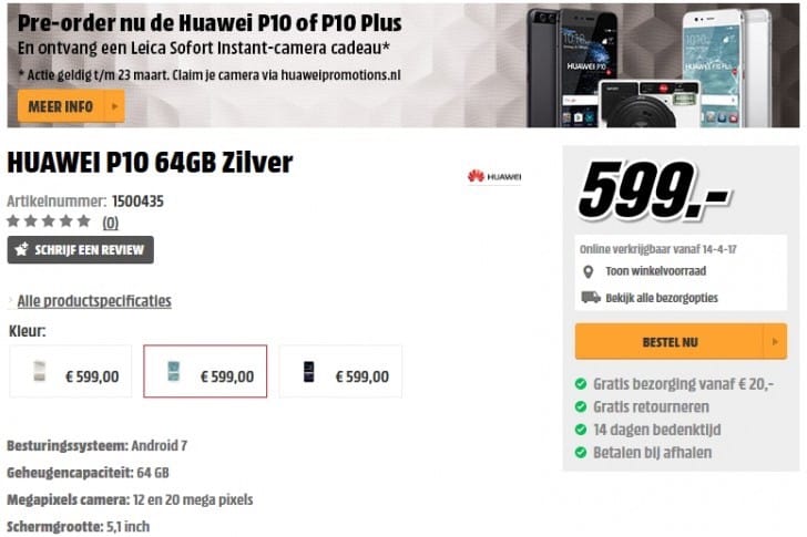 Huawei P10, P10 Plus and P10 Lite pre-orders begin in Netherlands