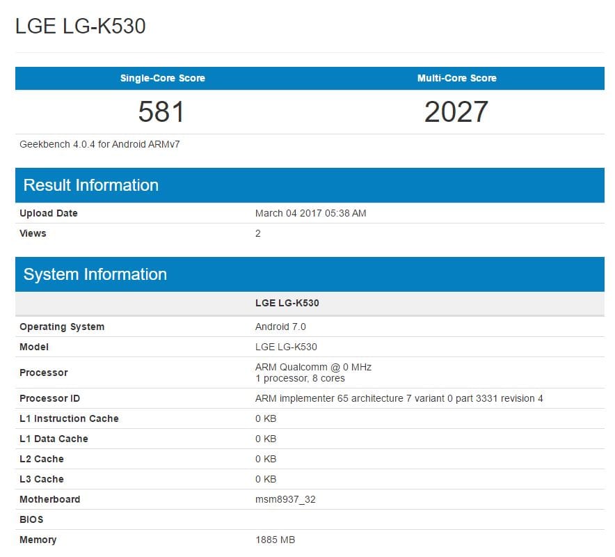 LG Stylo 2 Plus under testing for Android 7.0 Nougat update, as per Geekbench