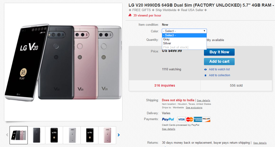 Deal: LG V20 64GB (unlocked) available for $450 on eBay