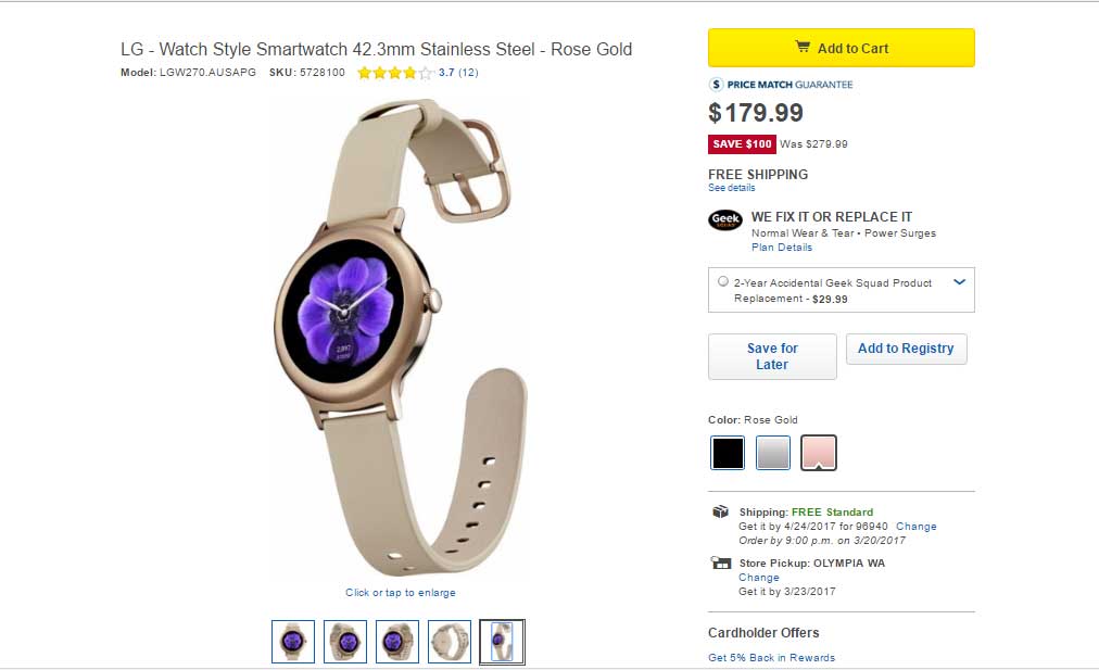 Deal: Best Buy selling LG Watch Style at just $179