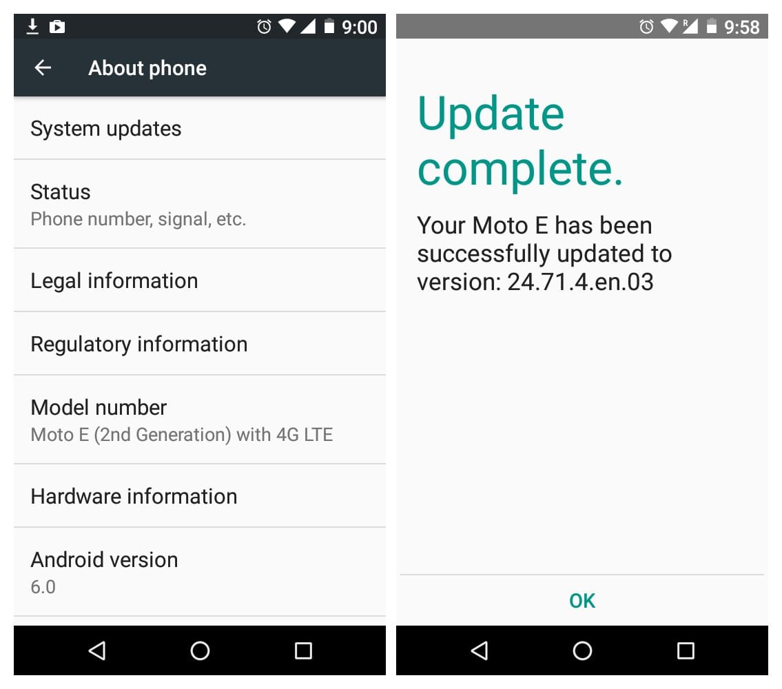 Moto E 2nd Gen. receiving an OTA update with December security patch, build 24.71.4.en.03