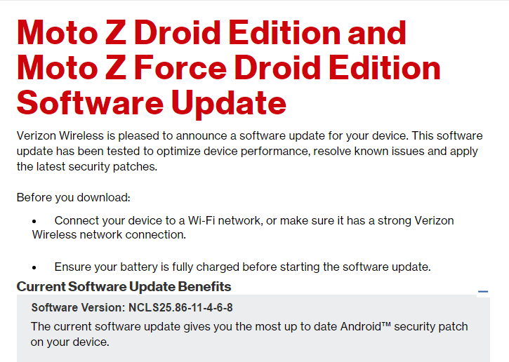 Verizon Moto Z Droid and Z Force Droid OTA update rolling out with March security patch