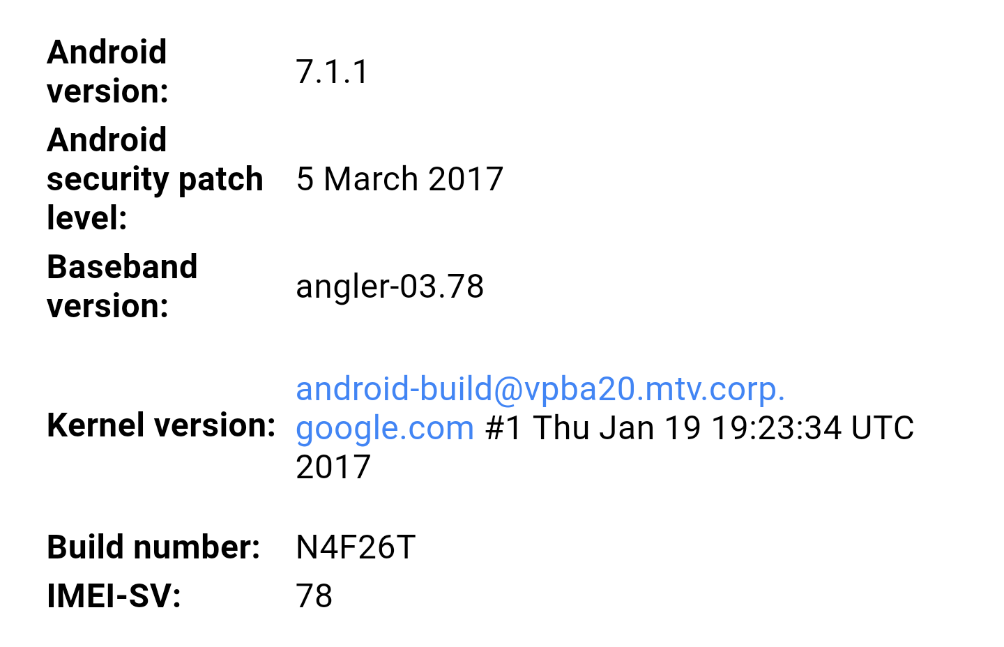 Google Nexus 6P March security patch will be rolling out next week with build N4F26T