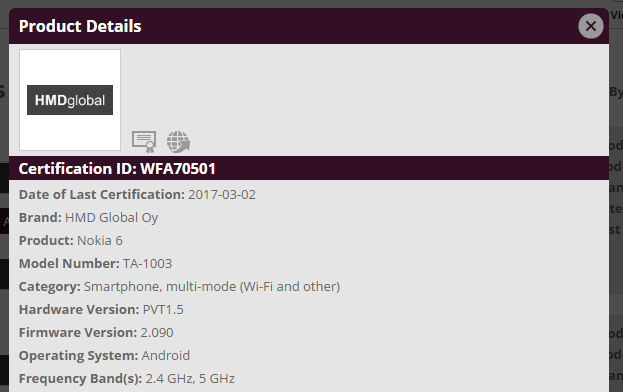 Nokia 6 global variant coming soon, spotted at WiFi Alliance