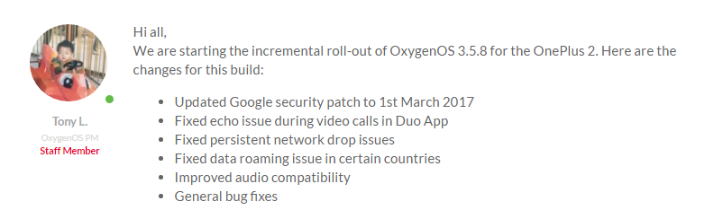 OnePlus 2 OTA update to OxygenOS 3.5.8 gets you March security patch