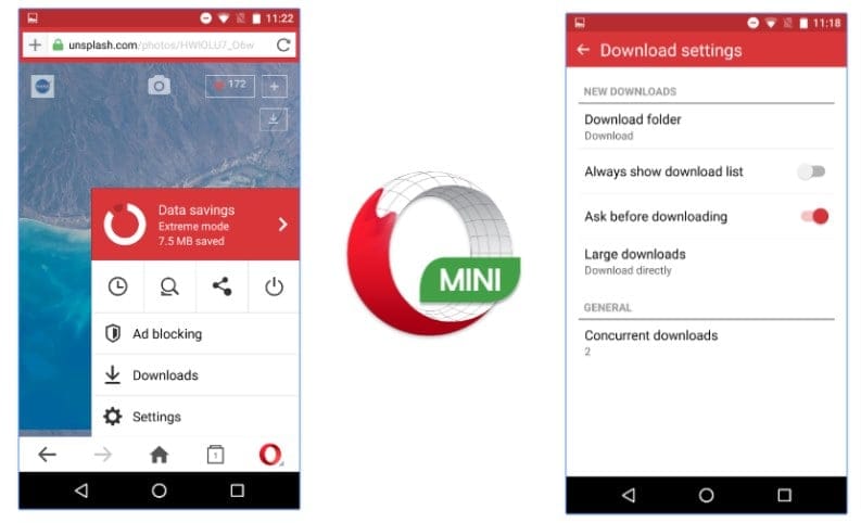 An update to Opera Mini beta Android app adds Facebook notification bar, media download panel and one-hand friendly video player