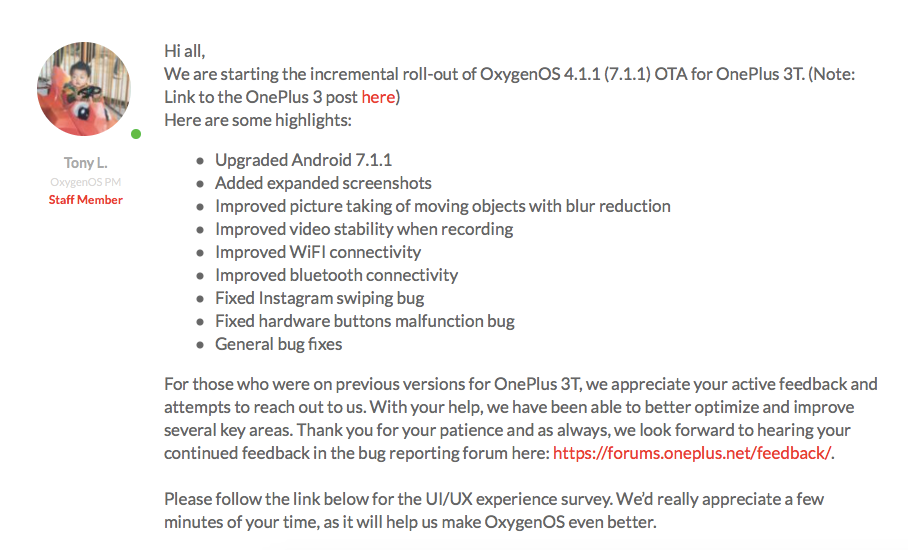 Another OnePlus 3 and 3T Android 7.1.1 OTA update rolling out as OxygenOS 4.1.1
