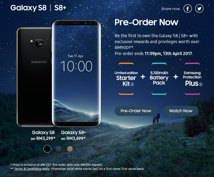 Galaxy S8 and S8+ pre-order begins in Malaysia, offer includes 5,100mAh battery pack