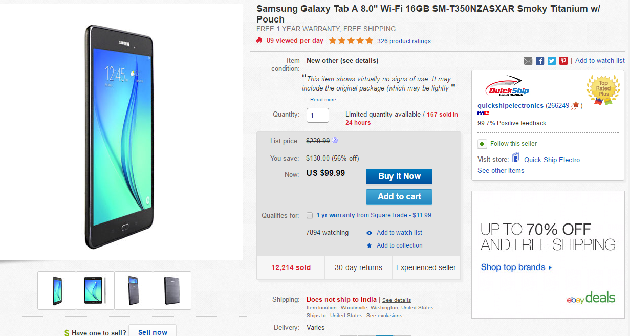 Deal: Get Galaxy Tab A 8.0 for $100 only at eBay