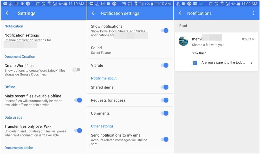 Google Docs, Slides, and Sheets update brings recent notifications and notification settings