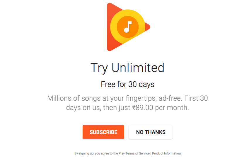 Google Play Music All Access now available in India for Rs. 89 a month