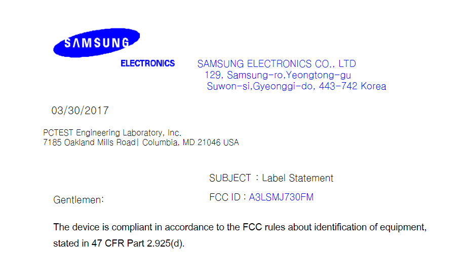 Galaxy J7 2017 International variant (SM-J730F) spotted on FCC