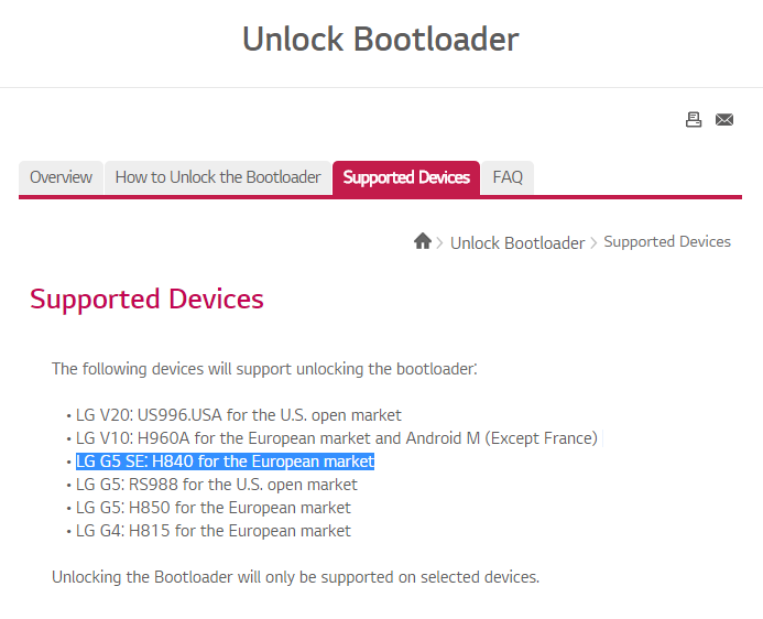 LG G5 SE (H840) for the European market gets official bootloader unlock support