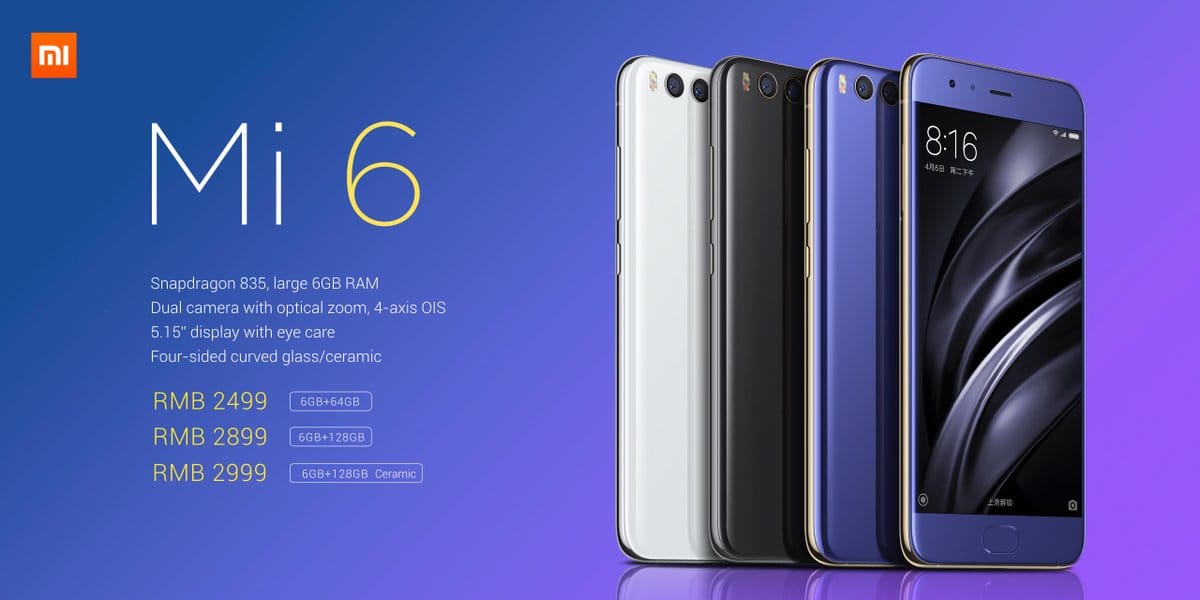 Here is Xiaomi Mi6 price for all variants