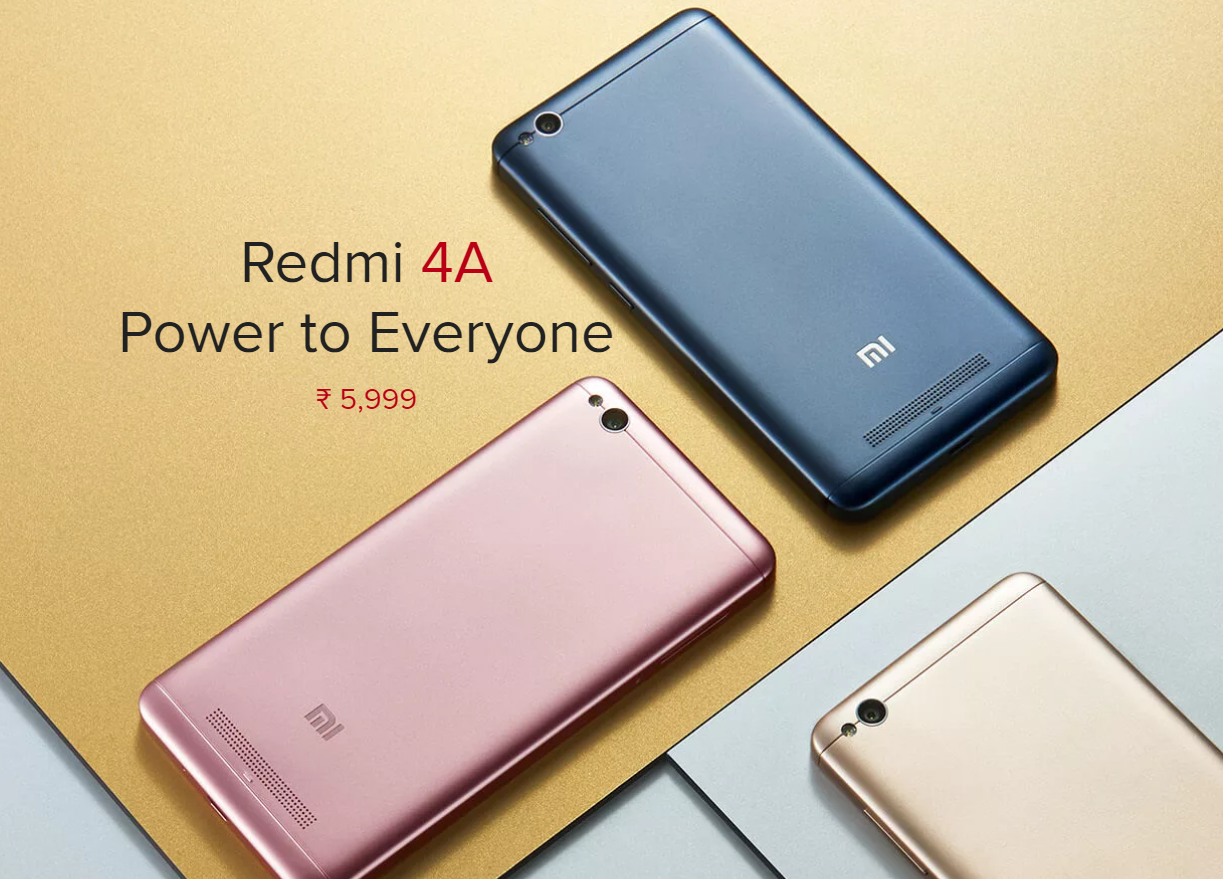 Xiaomi releases Redmi 4A rose gold color in India