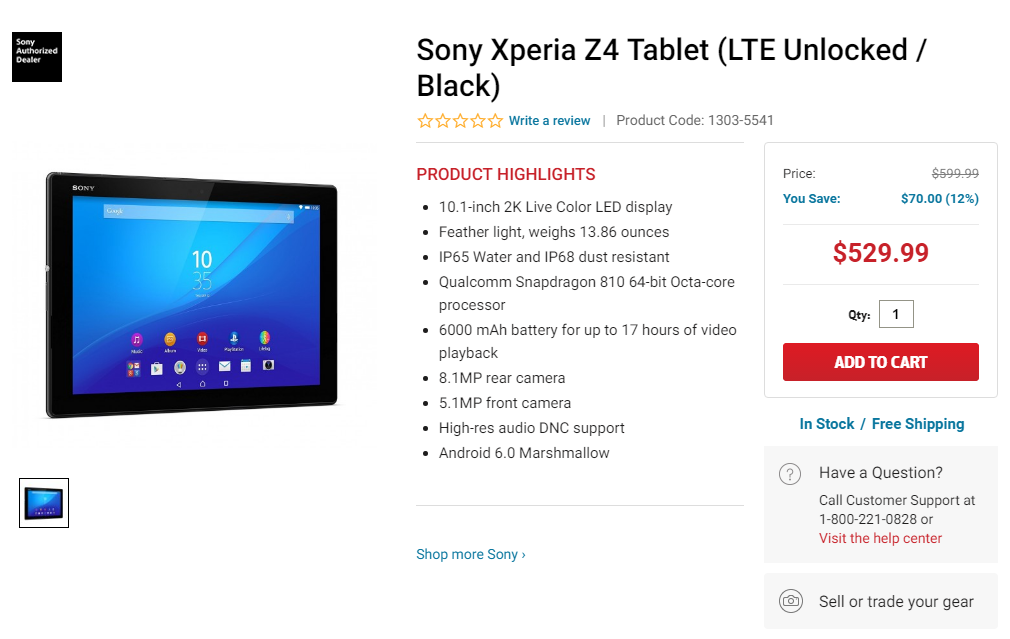 Deal: Grab a Sony Xperia Z4 tablet for $530 only at Focus