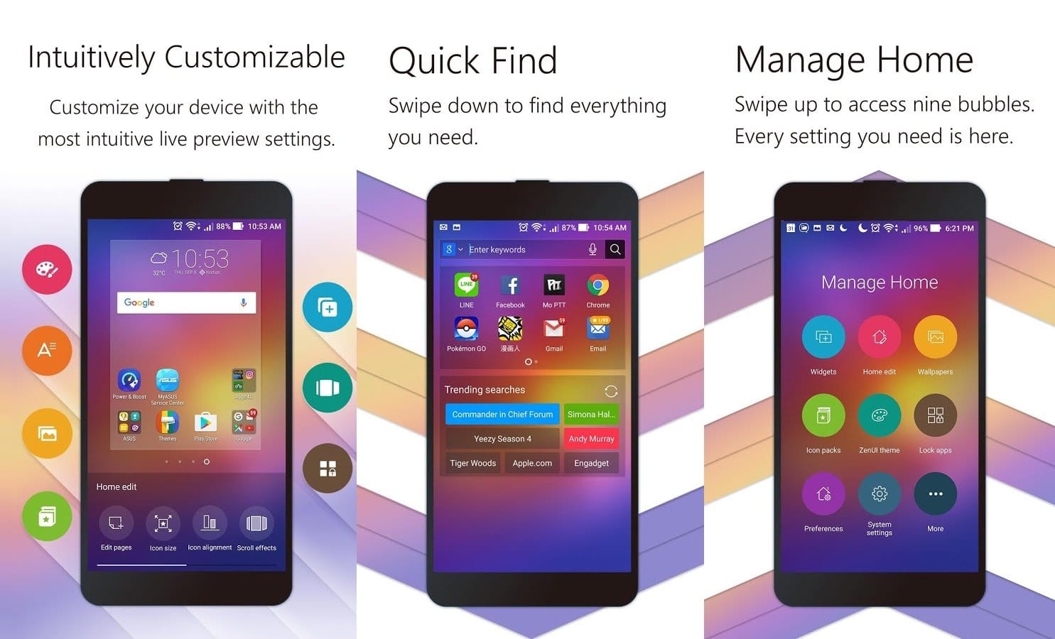 Asus ZenUI Launcher updated with Google app integration and icon frames