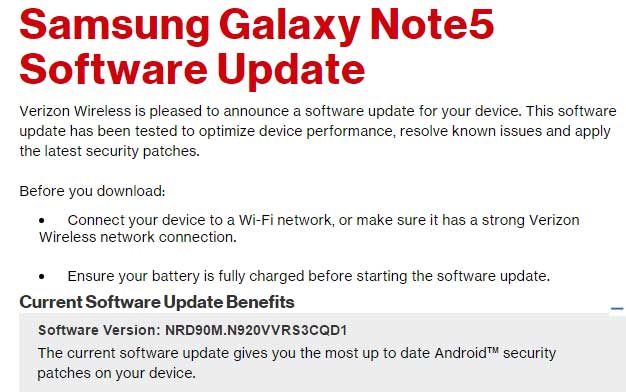 Verizon Galaxy Note 5 and S6 Edge Plus update brings April security patch