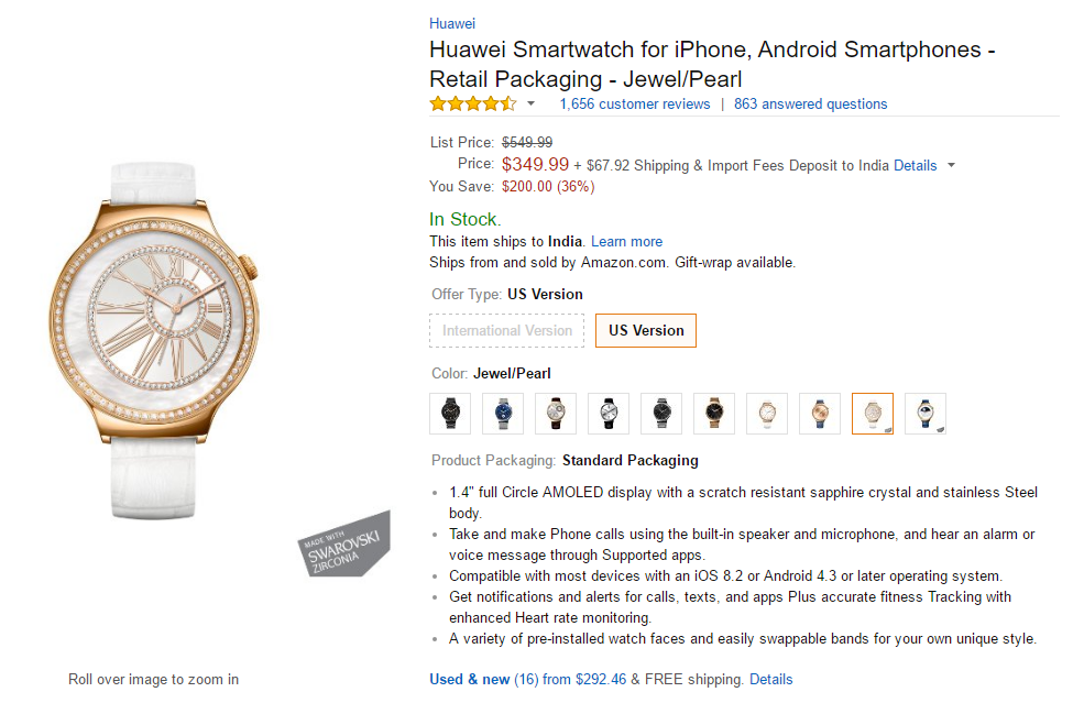 Deal: Huawei Watch Jewel/Pearl available for just $350 at Amazon ($200 off)