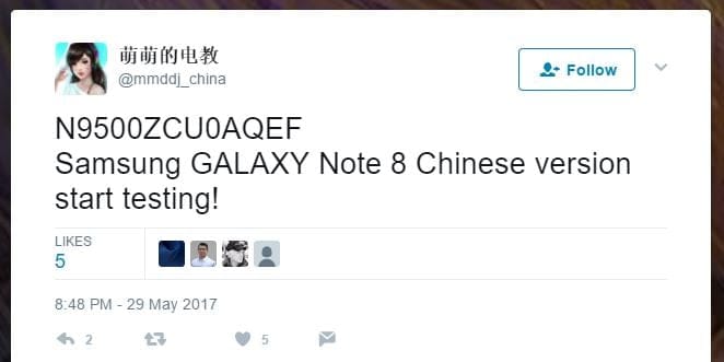 Galaxy Note 8 firmware N9500ZCU0AQEF enters testing, signals device development has reached advanced stage