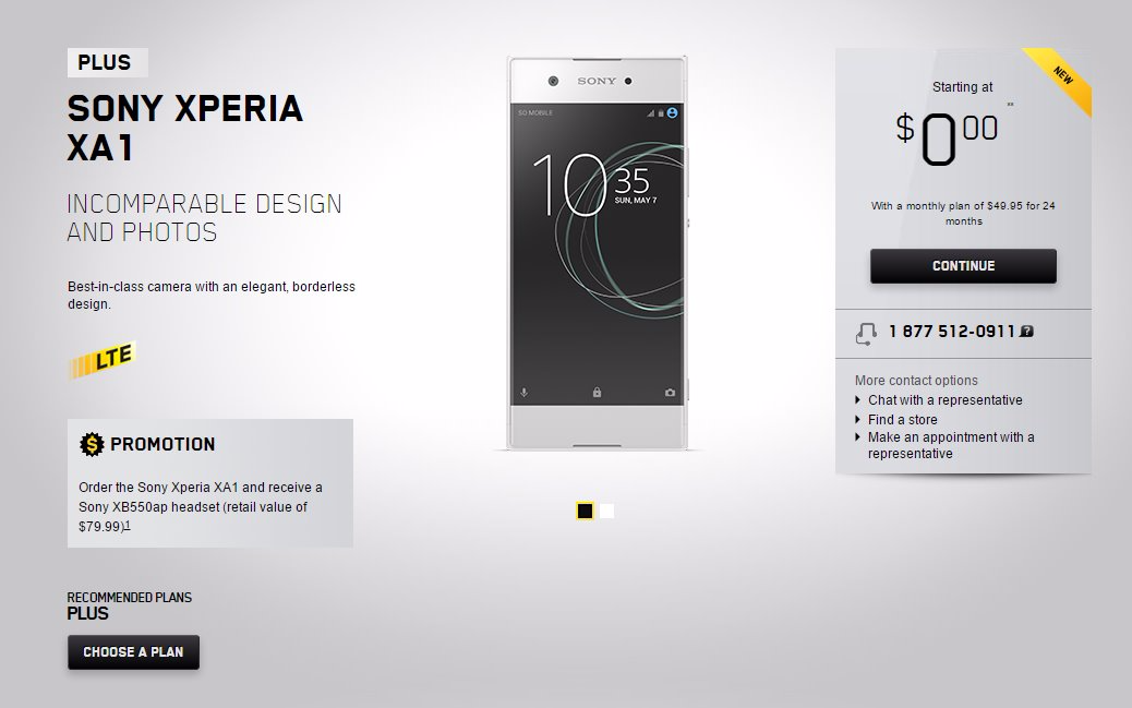 Videotron releases Sony Xperia XA1 in Canada