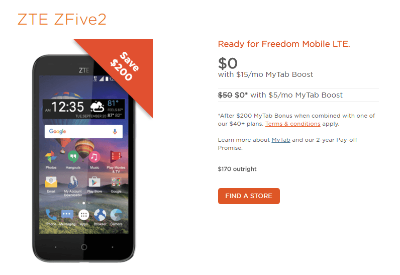 ZTE ZFive2 launched in Canada through Freedom Mobile, priced at $170