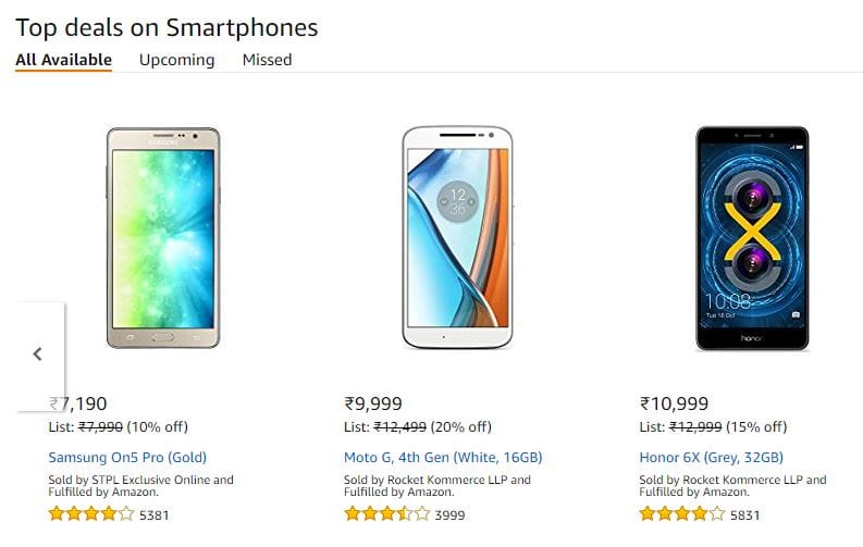 Amazon Smartphone sale offer gets you Honor 6X, Galaxy On7/On5 Pro and Moto G4 on good discount