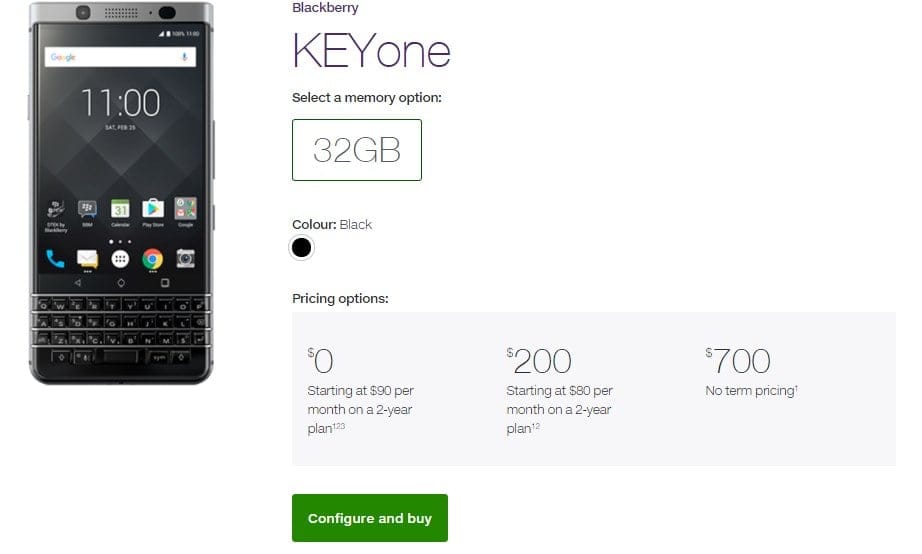 BlackBerry KeyOne now available for purchase at Telus Canada