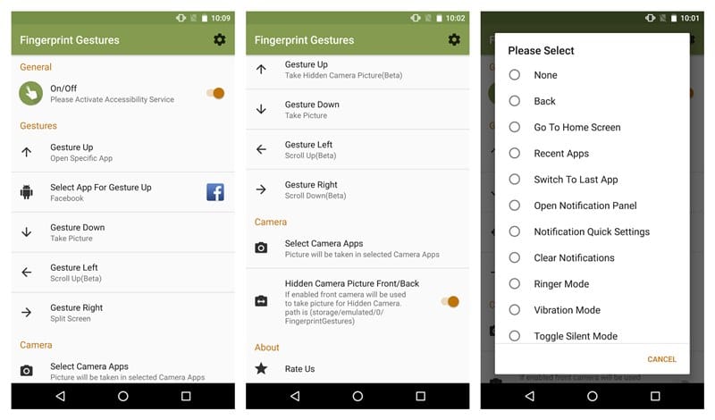 Android O supported Fingerprint Gestures app enables a host actions for the fingerprint scanner on your phone