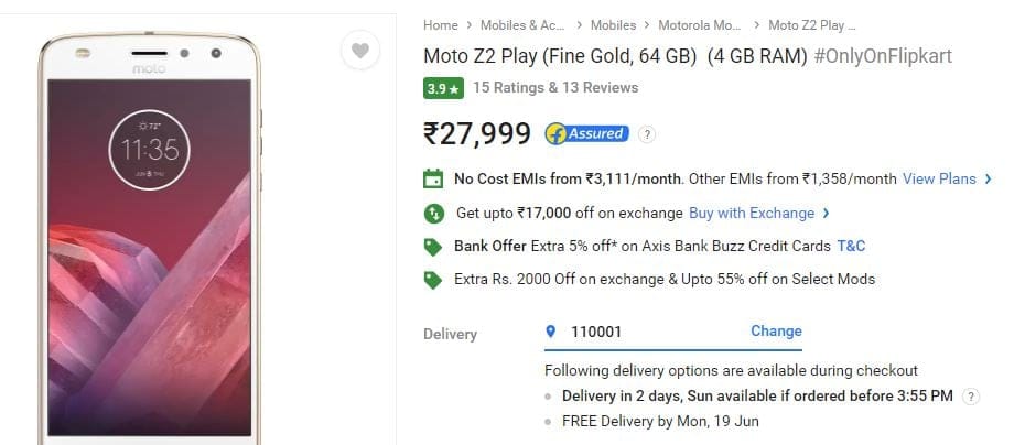 Moto Z2 Play launched in India for Rs. 27,999