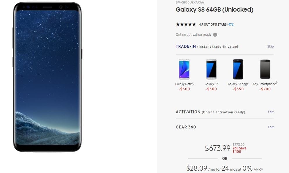 [Deal] Unlocked Galaxy S8 and S8+ in USA on $100 off, plus get Gear 360 for just $49