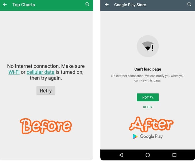 Google Play Store now allows you to be notified when Internet is back