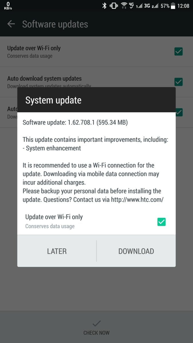 HTC U Ultra receiving an OTA update with system enhancements, software version 1.62.708.1