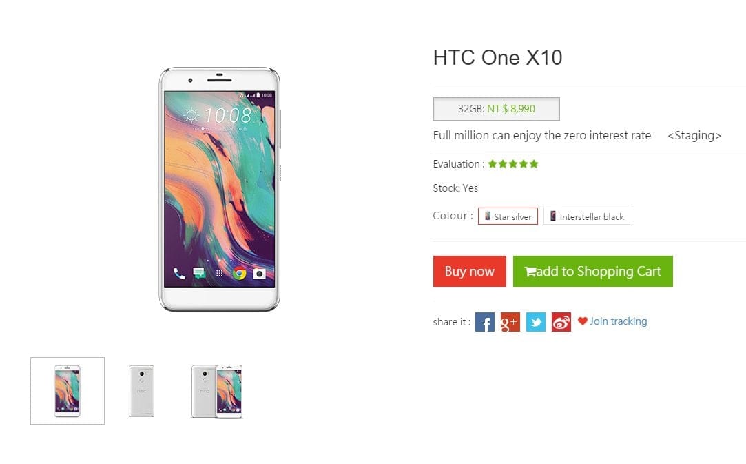 HTC One X10 goes on sale in Taiwan; priced at NT$8,990 (USD 300)