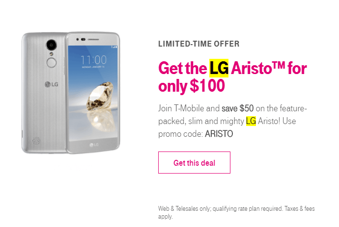 [Deal] T-Mobile LG Aristo on $50 discount right now for new customers