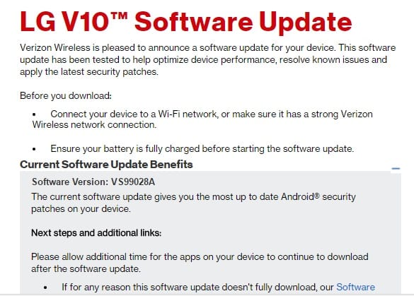 Verizon LG G4 and LG V10 receiving OTA update with latest security patch