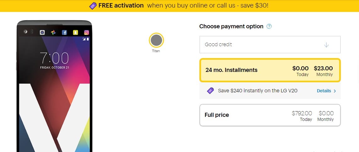 [Deal] Get $240 off on Sprint LG V20 with 24 month contract