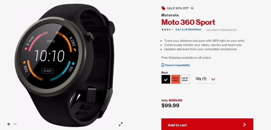 [Hot Deal] Moto 360 Sport on sale for $99 only from Verizon